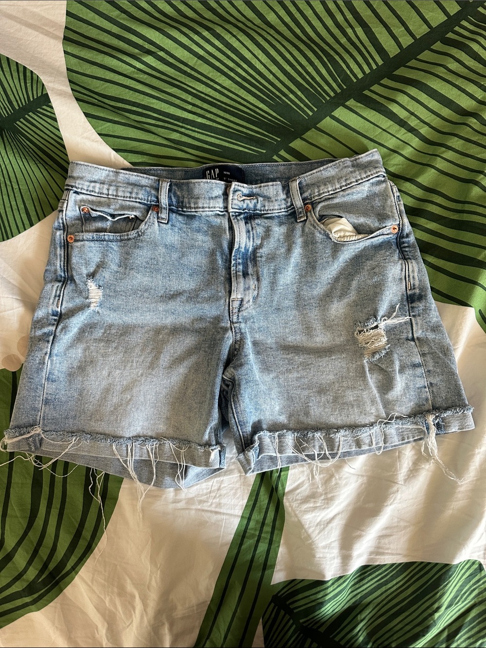 GAP Light Wash Distressed Denim Shorts - Women's